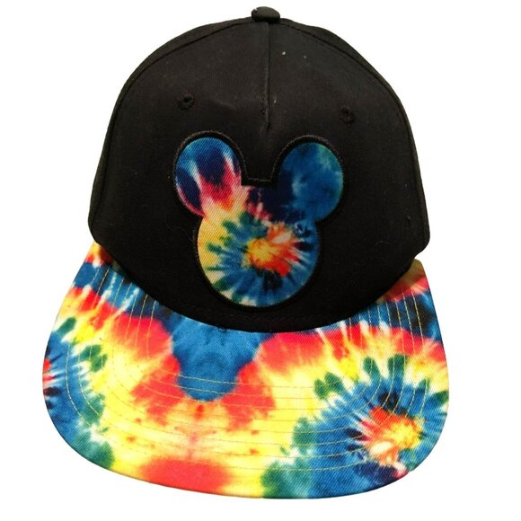 DISNEY MICKEY MOUSE BY NEFF 28 SNAPBACK HAT CAP TIE DYE BLACK ADJUSTABLE MENS - Picture 1 of 4